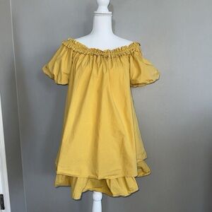Yellow Off-Shoulder Mini Dress
